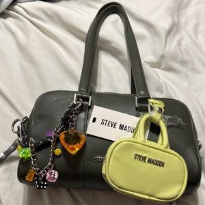 Steve Madden Green Satchel with Lime Pouch